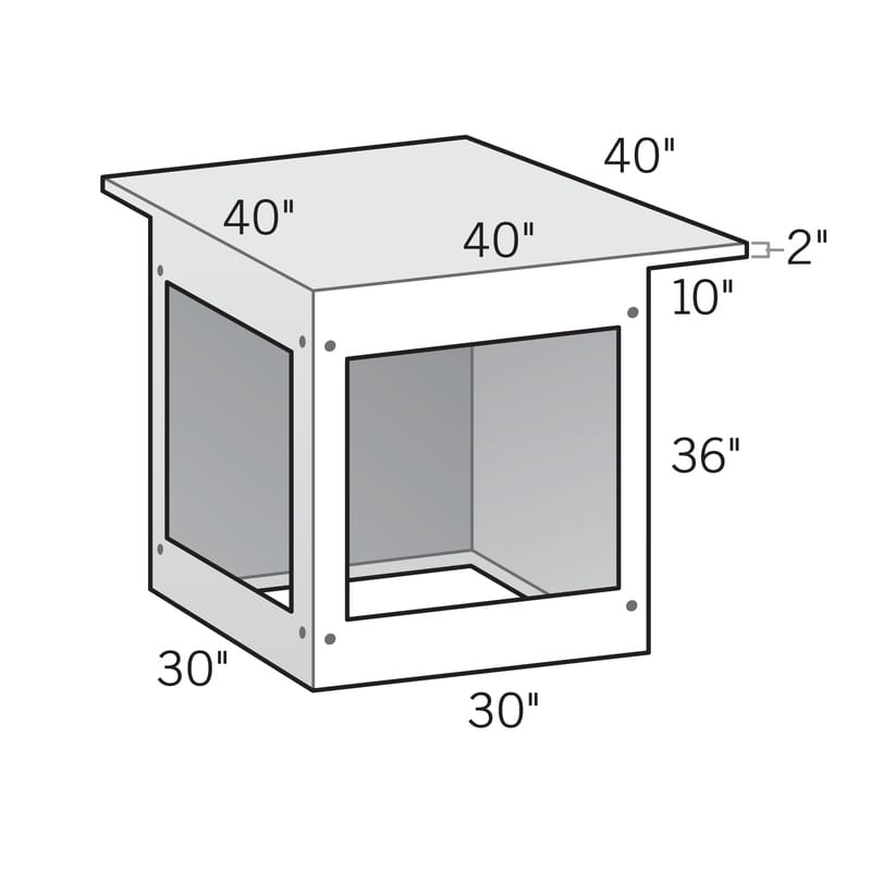Kindred Outdoors & Surrounds - 90 degree Corner Cabinet with 10 inch Cantilever on Two Sides